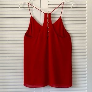 Spaghetti Strap Racerback Swing Top - Tomato Red - Brass Buttons - Norah - Small